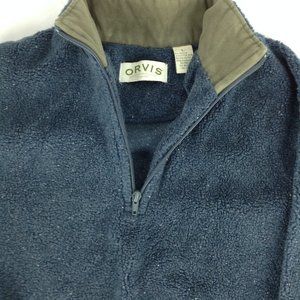 Vintage Orvis Blue Marled Sherpa Fleece Pullover